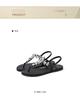 Women's Sandals Summer Luxury Water Diamond Flat Bottom Creeper Shoes with Toe Clip Back Tripping Strap Beach Sandals