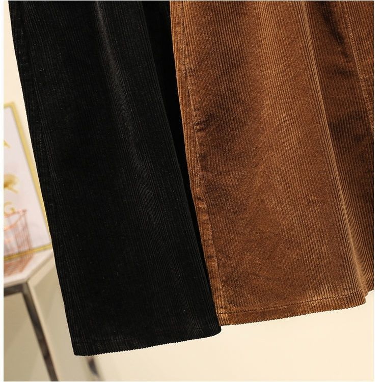 Autumn and Winter Women's Plus-size Skirt Mid-length Loose High-waist A-line Corduroy Skirt