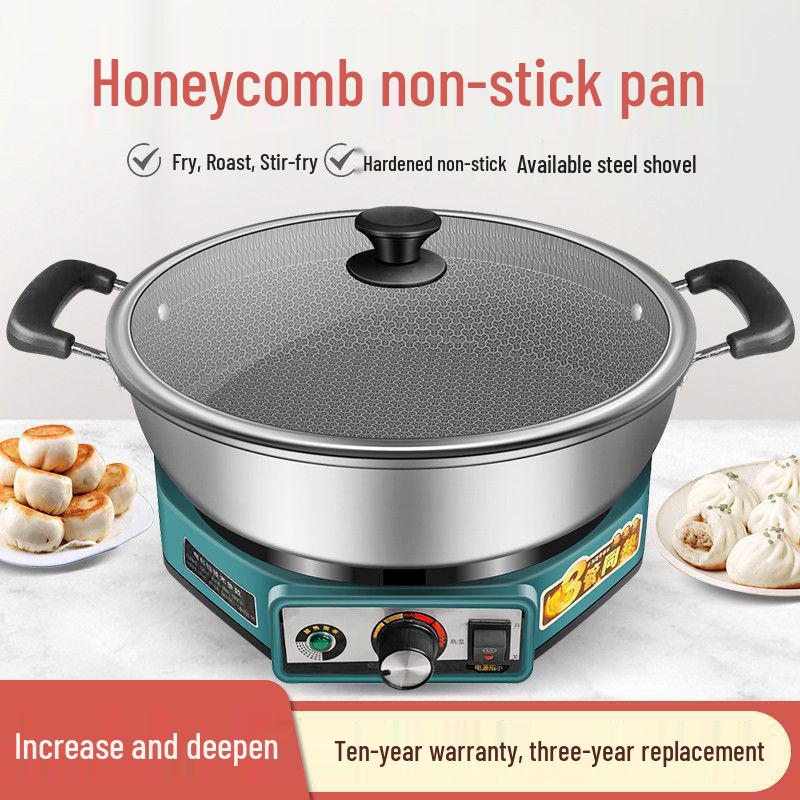 Stainless Steel Non-Stick Electric Pancake & Grill Pan - Deepened, Enlarged, Multi-functional Frying & Baking Pan.