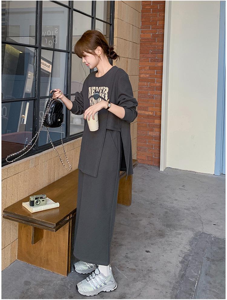 Women's 2025 Spring Fashion: Casual Letter Print T-Shirt & High Waist Skirt Two-Piece Set