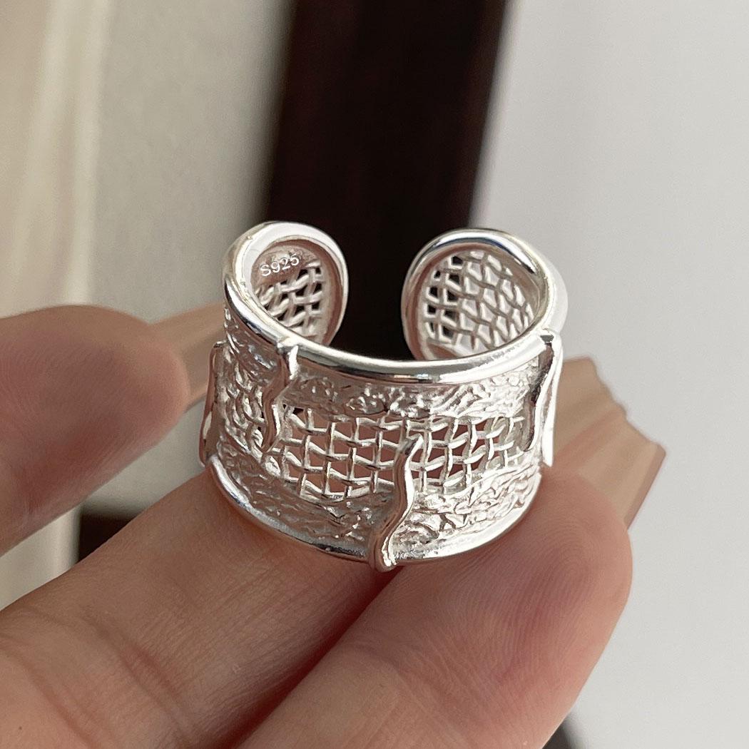 

925 Sterling Silver Rings for Women Couple Minimalist Handmade Simple Hollow Wide Ring Fine Jewelry Gift Prevent Allergy resizable