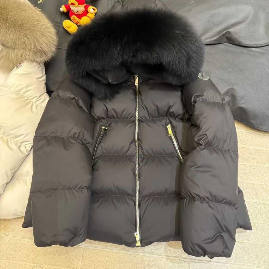 New laichefur big fur collar women's hooded A-shaped winter warm down jacket