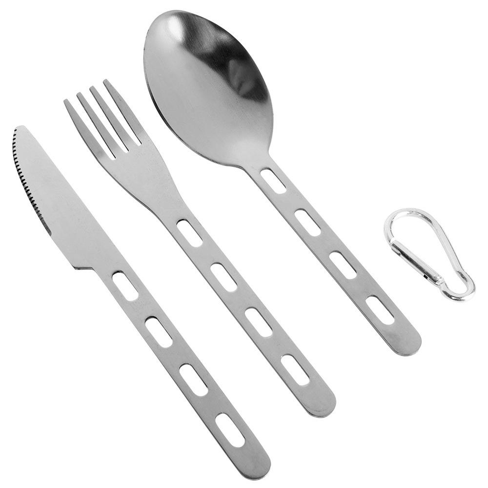 3x Talheres de Viagem para Piquenique Turístico Colher de Aço Faca Garfo