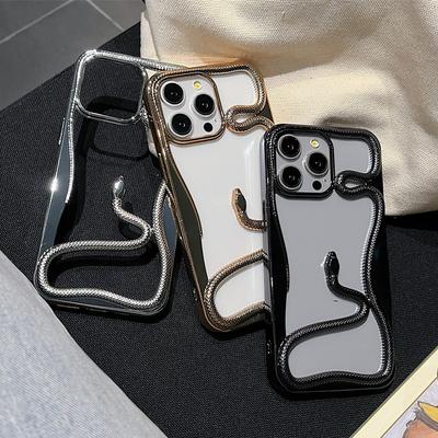 Hollow Snake Shape Phone Case For iPhone 16 Plus 15 Pro Max 14 Pro 13 12 11 Plating Soft Silicone Shockproof Bumper Cover