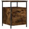 Table de chevet - Maison Exclusive - Chêne fumé - Bois d'ingénierie durable - Cadre en fer, grand rangement