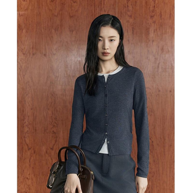 Women s Round Neck Knitted Cardigan L