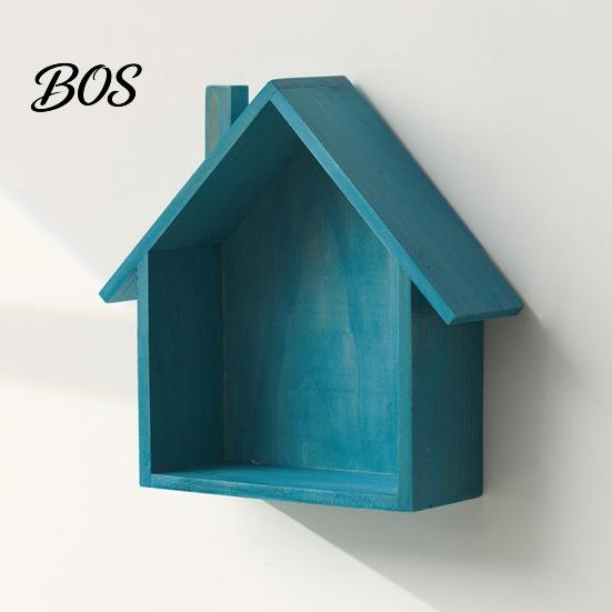 Wall Shelf Wood House Display Shelf, Mounted Decorative Floating Kids Room Small Toys Dolls Organizer for Entryway, Living Room, Nursery