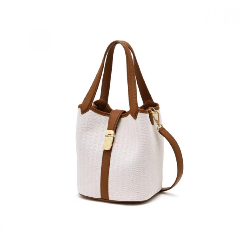 DakS Ivory Cowhide ContraSt CanvaS Tote Bag S Dcba6e194iv