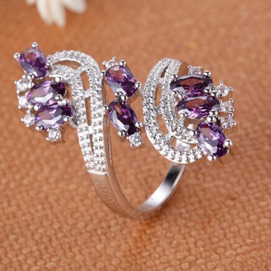 Women Cubic Zirconia Wedding Banquet Party Ring Jewelry Charm Gift
