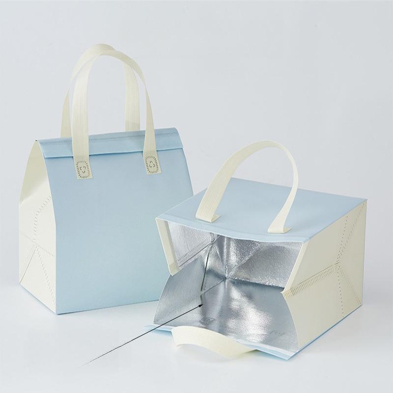 Non-woven Insulation Tote Bag Portable Cake Dessert for Drinks Package Cold Delivery Pouchs Takeout Aluminum Foil Bags Suitable for Picnicking Camping