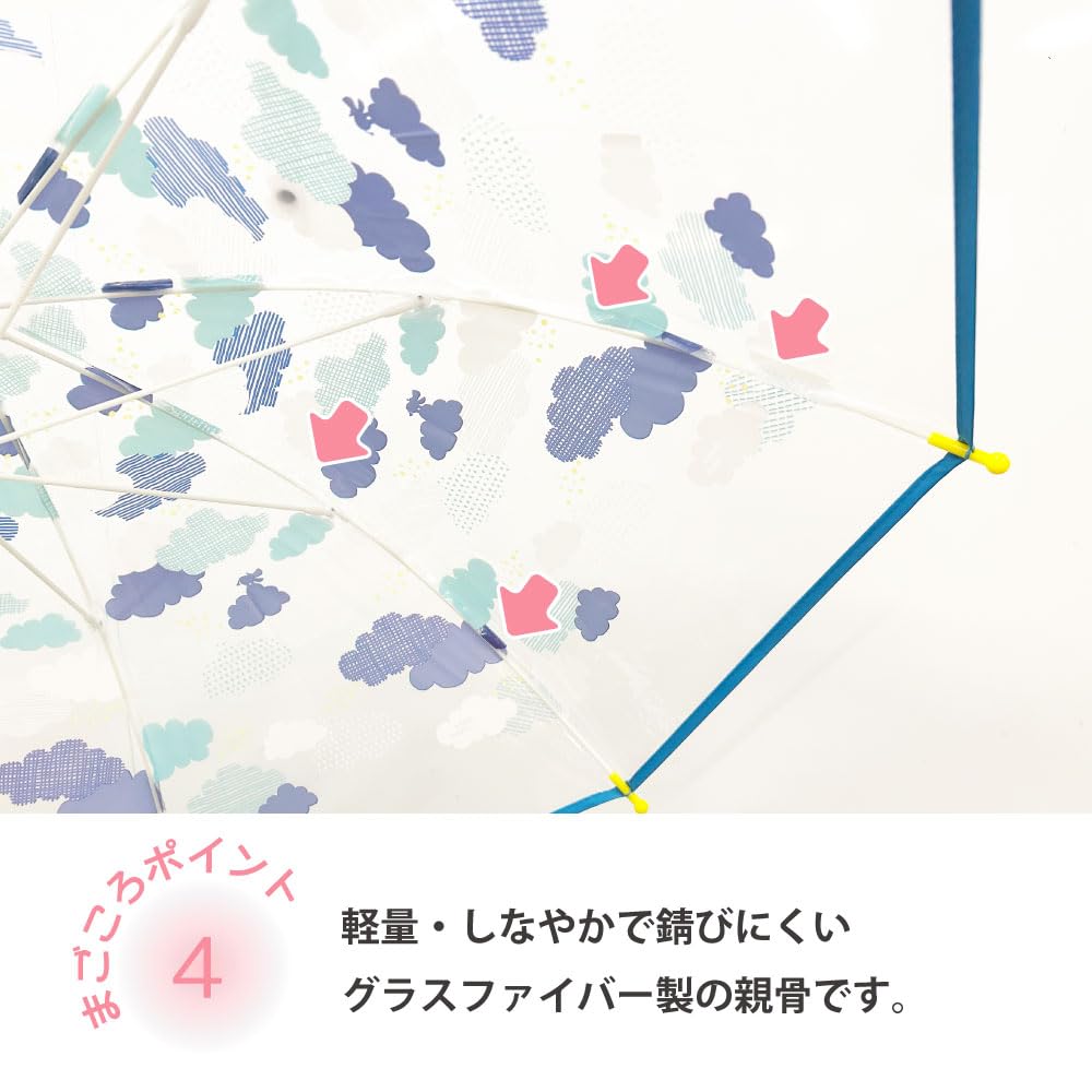 Ogawa Long Kukka Hippo Osora Safety Round 83464 Kids' Umbrella, Vinyl, Hand-Open, 40cm, Design, Wheel, Tip,