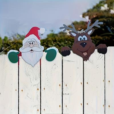 1ks Vánoční ozdoby na plot Santa Claus Nakukující zahradní ozdoby Vnitřní Venkovní Pozemní cedule DIY Festivalový dárek