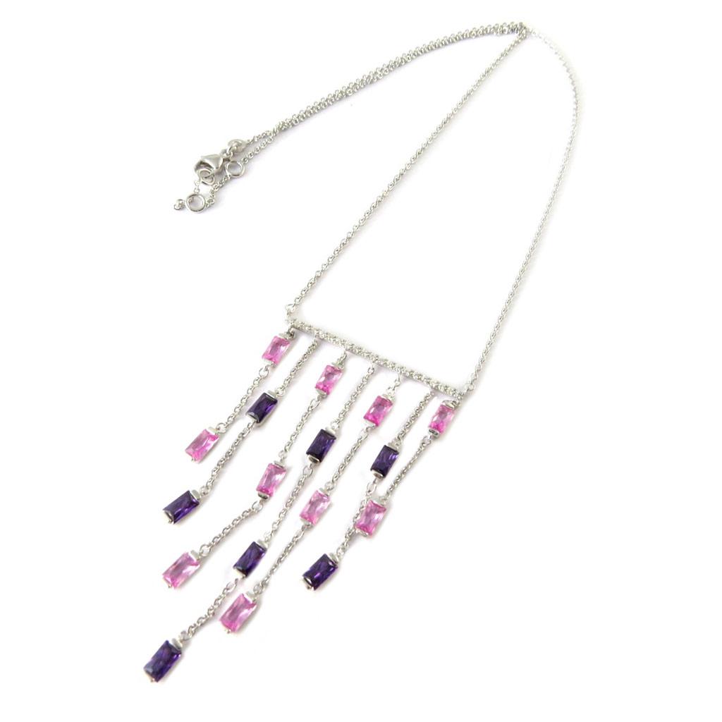 Altesse [P2230] - Silver Necklace 'Sissi' Pink Purple Silver