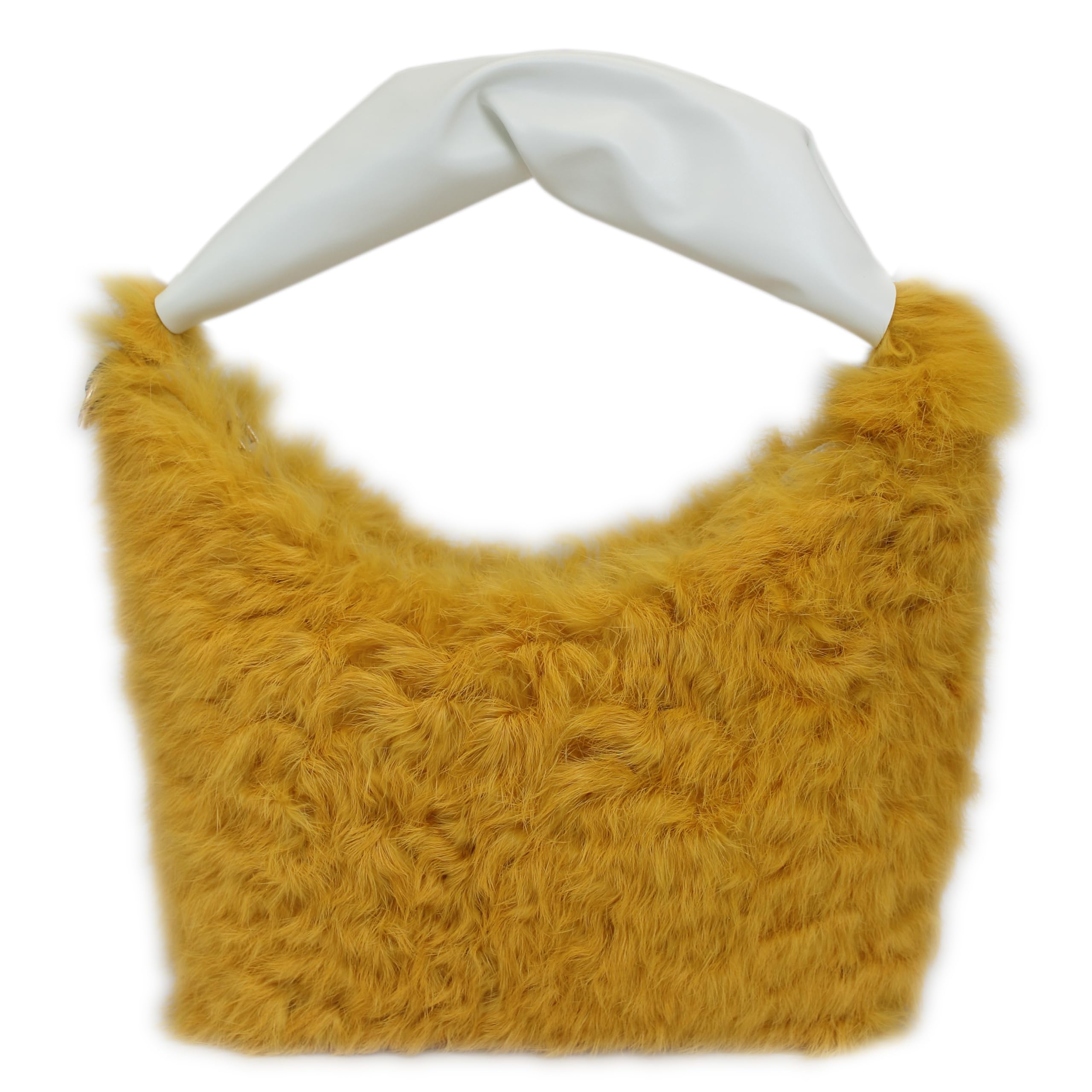 

Мини-сумка Fosrion из натурального кроличьего меха – Женская меховая сумка с кудрявым каракулем, Доступна в 5 цветах (горчичный)