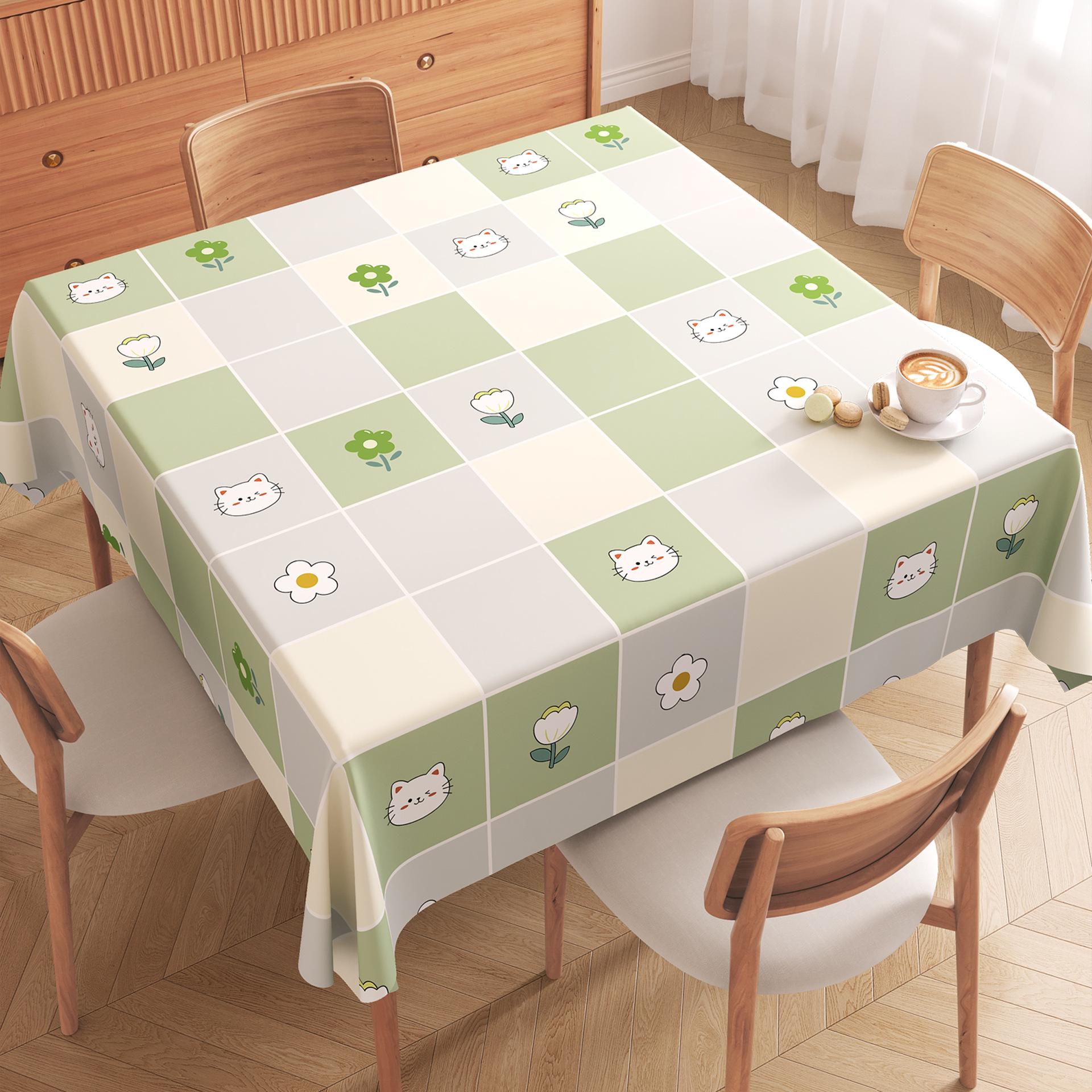 Checkered Printed Square Table Cloth Rural Style Birthday Party Table Cover Thermal Insulation Anti Scalding Anti Slip PVC Coffee Table Pad 80x120cm