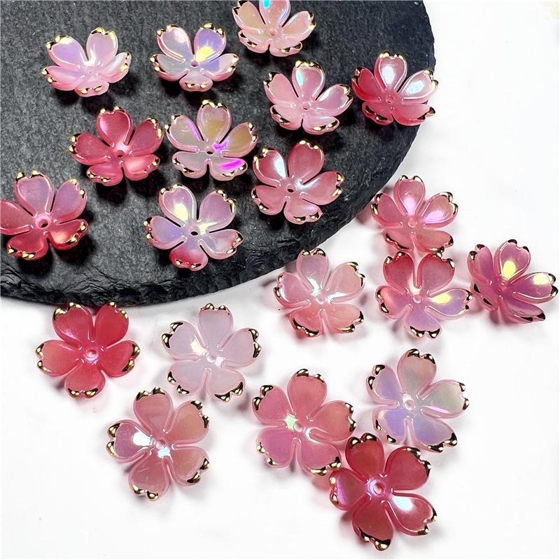 50Pcs New 19MM Acrylic Cherry Blossoms Flower Beads Petals Charm Connectors Diy Earrings Hair Jewelry Making Resin Acessories