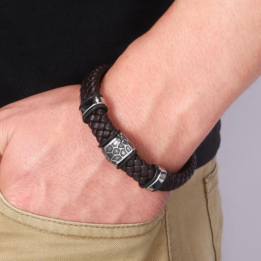 Titanium Steel Men's Multicolor Leather Bracelet