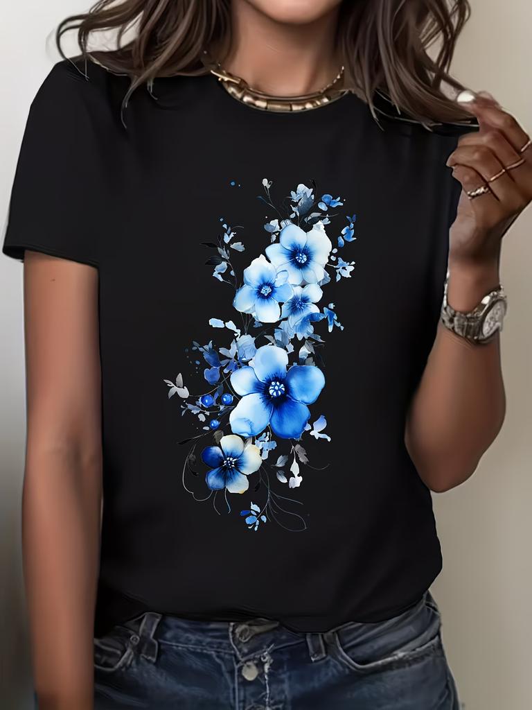 Watercolor Floral Printed Tshirt Various Printed Womens Tops Summer Casual Comfortable Tshirt Womens Tops