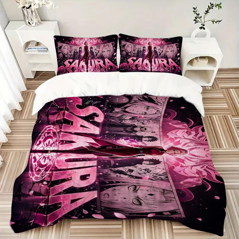 Sakura'S Power Printed 3pcs Bedding Set Soft Microfiber 1 Duvet Cover And 2 Pillowcases Home Bedroom Decor Xmas Gift K1990