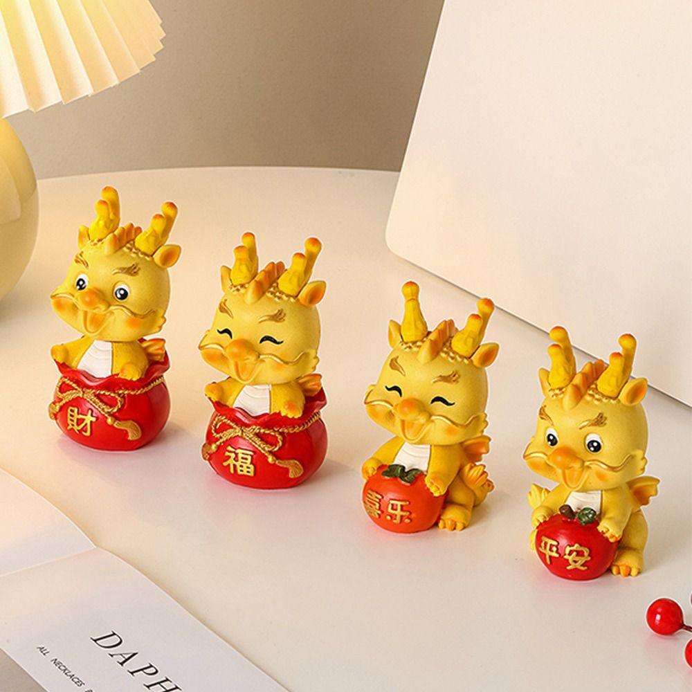 Accesorii Birou Figurine Dragon Auriu 2024 Anul Dragonului Mini Meșteșug Rășină Acasă