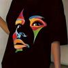 T-shirt con Stampa Artistica Faccia Colorata Astratta Maglietta Casual a Maniche Corte Grafica Geometrica Moderna Girocollo Top Streetwear