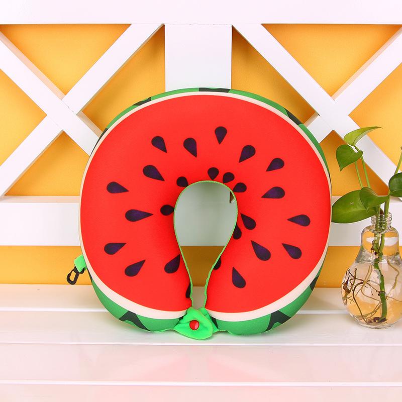 Fruit Memory Cotton U-Shaped Pillow Creative Watermelon Kiwi Neck Pillow Car Portable Pillow Nap Neck Pillow
