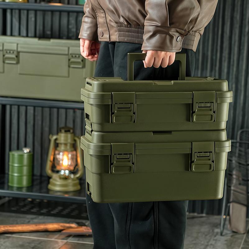 Large-Capacity Multi-Layer Tool Storage Box for Home, Car, Outdoor Use with Plastic Handle