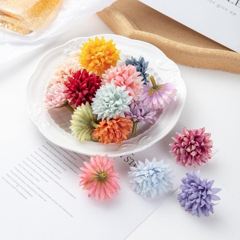 10Pcs/Set 4Cm Silk Carnation Artificial Flowers Scrapbook Bridal Accessories Wedding Rose Arch Festival Wreaths Home Room Decor