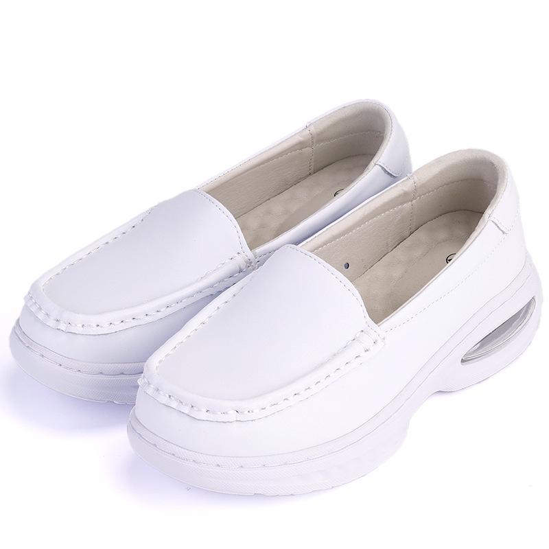 Women's Genuine Leather Nursing Shoes with Cushioning and Anti-Slip Soles for Comfort and Shock Absorption