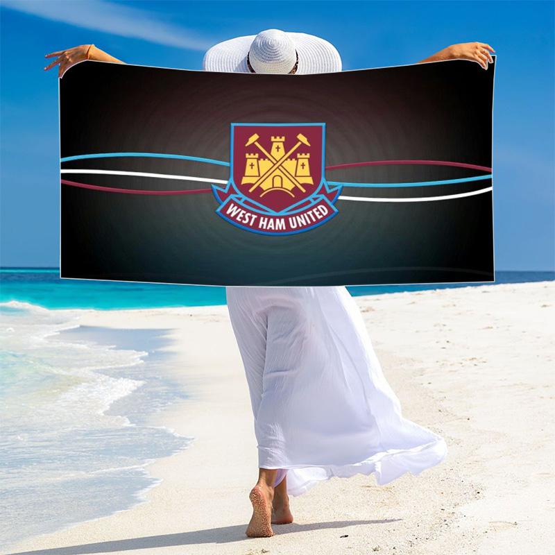 West Ham United FC Logo Print Beach Towel, Large Soft Quick Dry Towel for Beach Camping Swimming