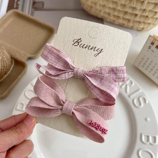 Autumn New Style Fabric Polka Dot Color Bow Bb Clip Simple and Versatile Children Do Not Hurt Their Hair Side Bye Bye Clip
