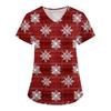 Women's Christmas Print Loose V-Neck Pocket Short-Sleeved Uniform