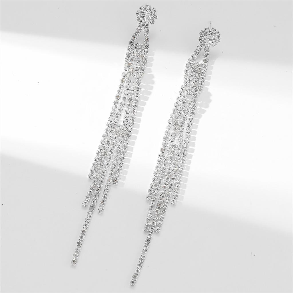 Neue High-End-Temperament-Ohrringe mit vollen Diamanten und superblitzenden langen Fransen, Damen-Mode-Ohrstecker und Ohrschmuck