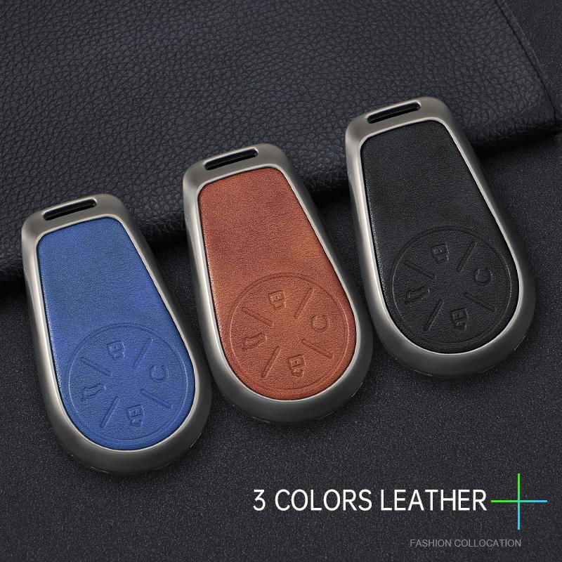 Zinc Alloy Leather Car Remote Smart Key Case Cover Holder for Chery Exeed VX FL CDM\LX PHEV Modified 2024 Keychain Accessories