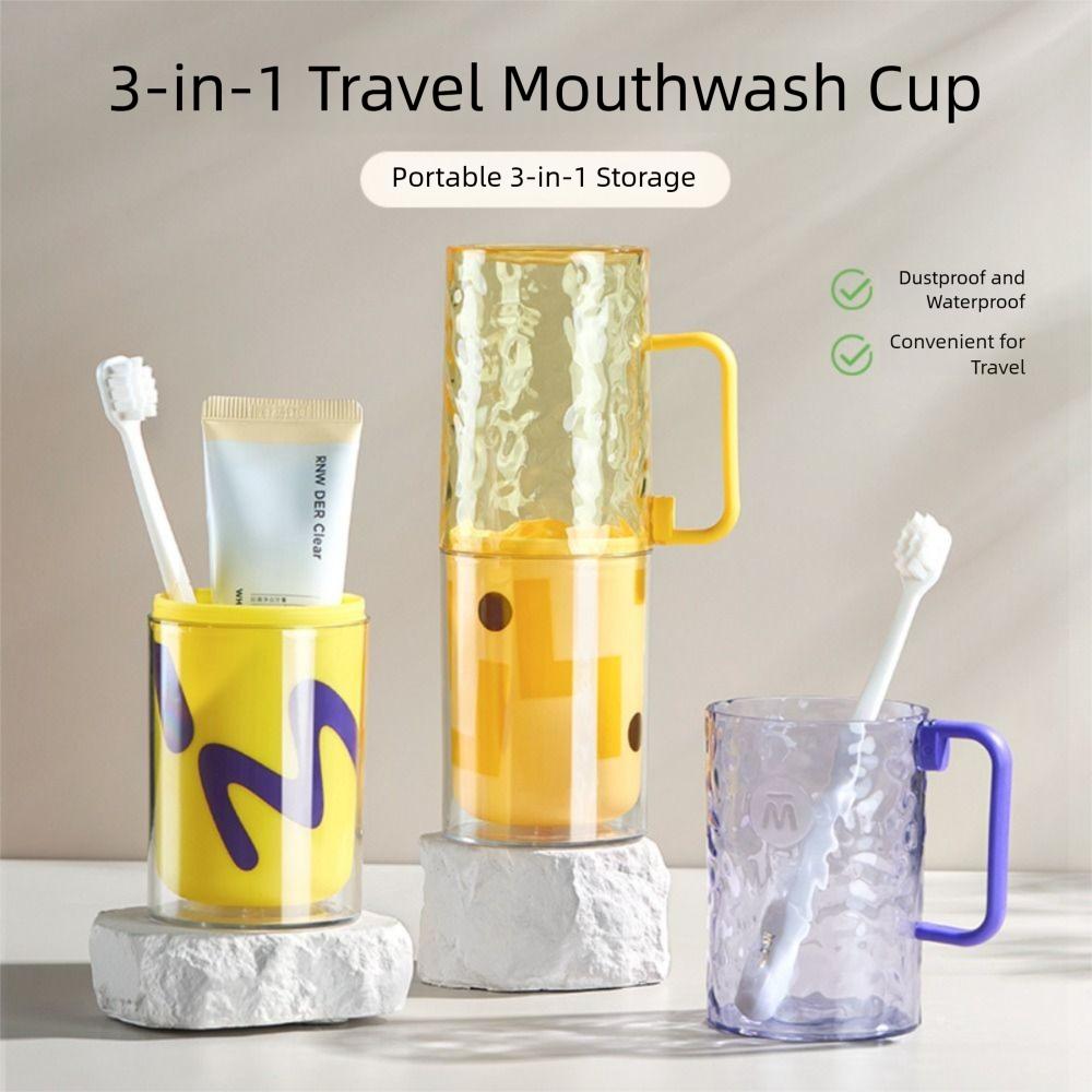 

Transparent Travel Mouthwash Cup Plastic Toothbrush Storage Box Portable Toothbrush Case Bathroom жовтий