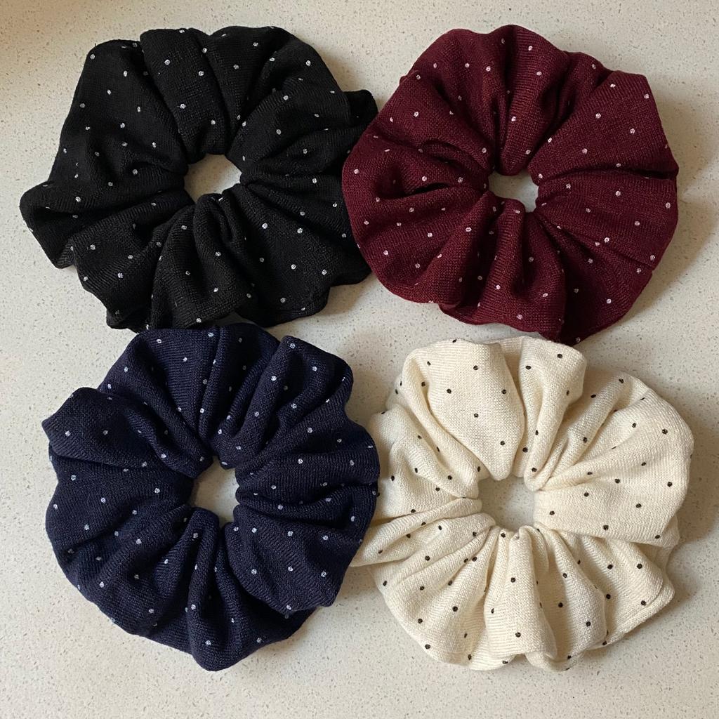 Fabric Polka Dot Large Intestine Hair Band for Women Fabric High Elasticity Hair Tie Bun Simple Ponytail Bow Knot Hair Accessory