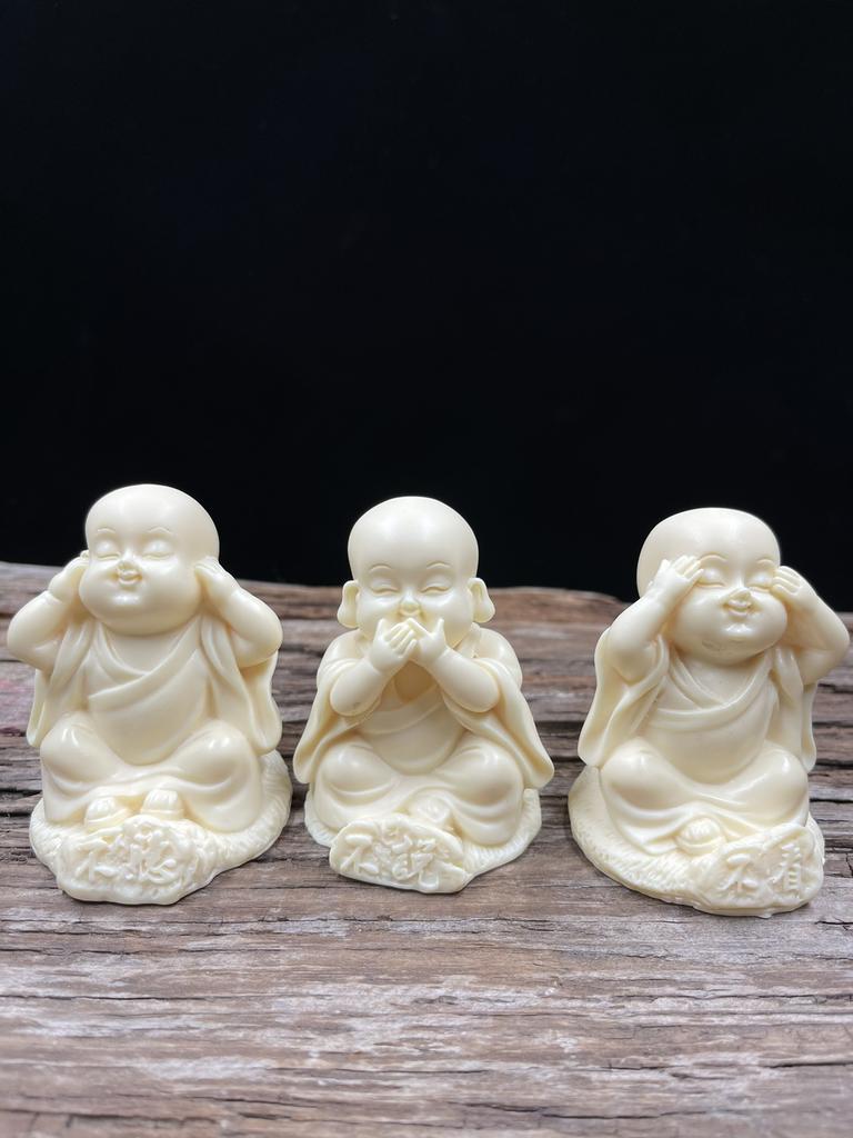 Unique Handicrafts: Elephant Nut Carvings with Zen Tea Pet, Three Wise Monks, Factory Direct