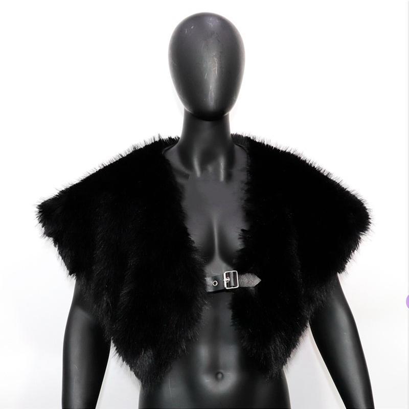 Medieval Faux Fur Collar for Men Women Cape Shoulder Wrap Retro Hunter Pirate Costume Halloween Cosplay Accessory