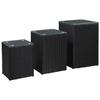 VidaXL Side Tables 3 Pcs and Glass Top Black Woven Resin