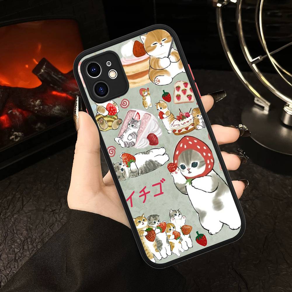 M-Mofusand Cute Shark Cat Matte Protective Case For IPhone 16 15 14 13 12 11 Pro Max X XS MAX Protection Case