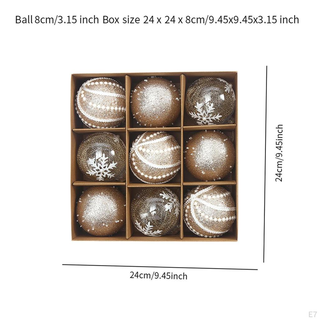 9 ks Vánoční koule Ozdoby Dekorace na stromeček na zavěšení 8 cm Svátek s poutkem
