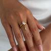 Stainless Steel Gold Color Ring Women Rhombus Zircon Pendant Adjustable Open Ring Fashion Exquisite Colorfast Banquet Jewelry