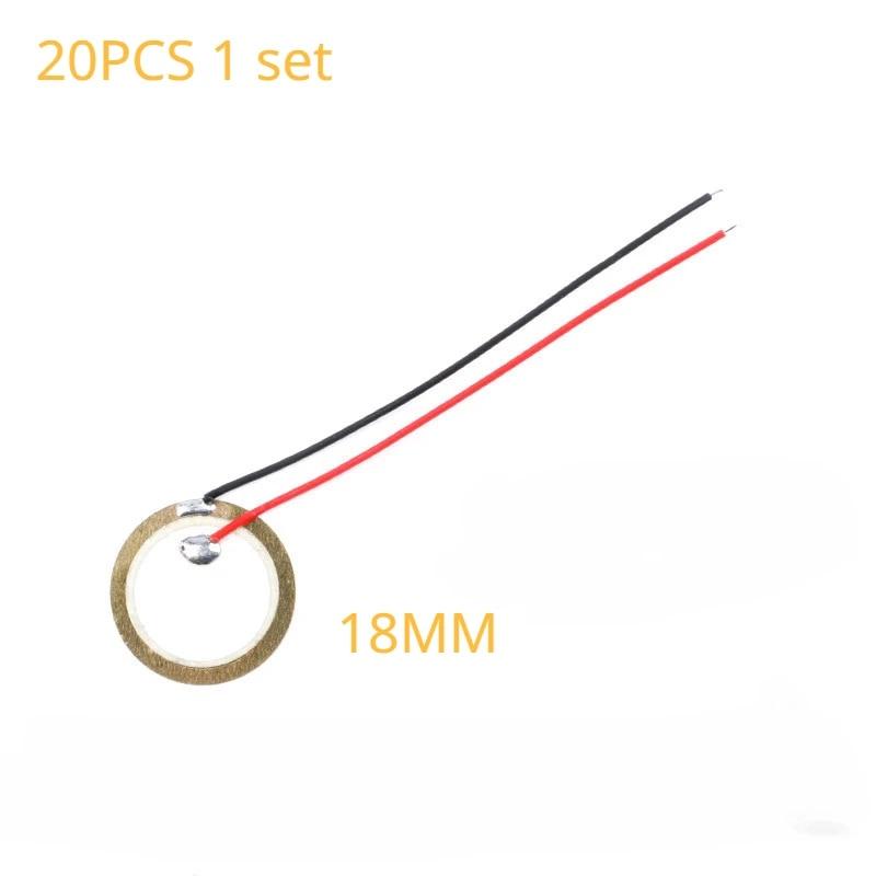20PCS Piezoelektrické keramické destičky drát - Průměr 12/15/18/20/27/30/35/50MM Měděný bzučák pro audio systémy
