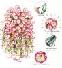 1pcs Artificial Morning Glory & Eucalyptus Vine Wall Hanging - Pink & Purple Trumpet Flower Decoration for Outdoor Garden, Patio, or Home Decor