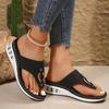 2026 New Summer Women's Wedge Sandals Open Toe Fashion Gladiator Non-slip Leather Women's Sandals Casual Beach Women's Slippers