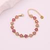 Gold Plated Crystal Flower Bracelet Adjustable Stainless Steel Bracelet  Gift Giving