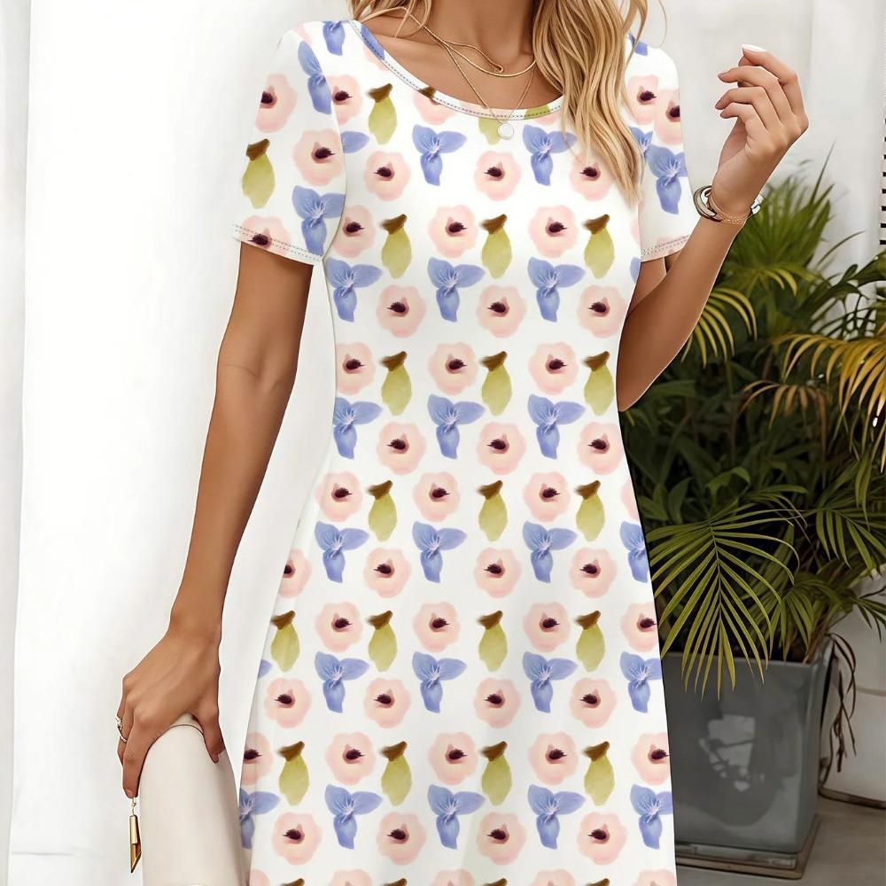 Summer Women's Casual Homewear Women Nightdress Short Sleeve Dresses Loose Fit Nightwear Home Clothes Loungewear Dresses