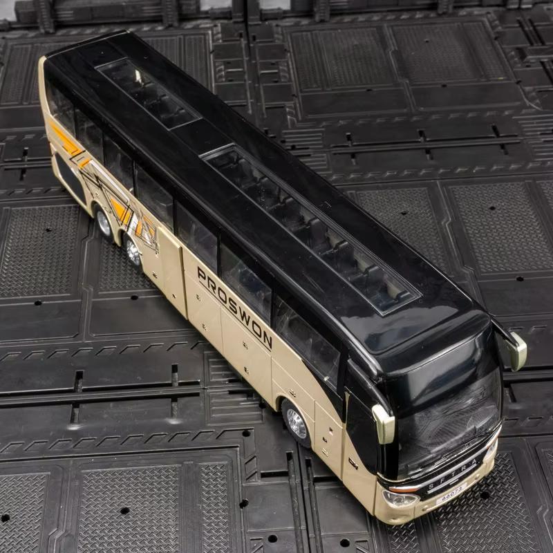 Nový 1/32 Slitinový Jednopodlažní Autobus Model Hračky Odlévaný Simulační Kovový Podnikový Autobus Vozidlo Zvuk Světlo Stahovací Dětský Dárek Hračka