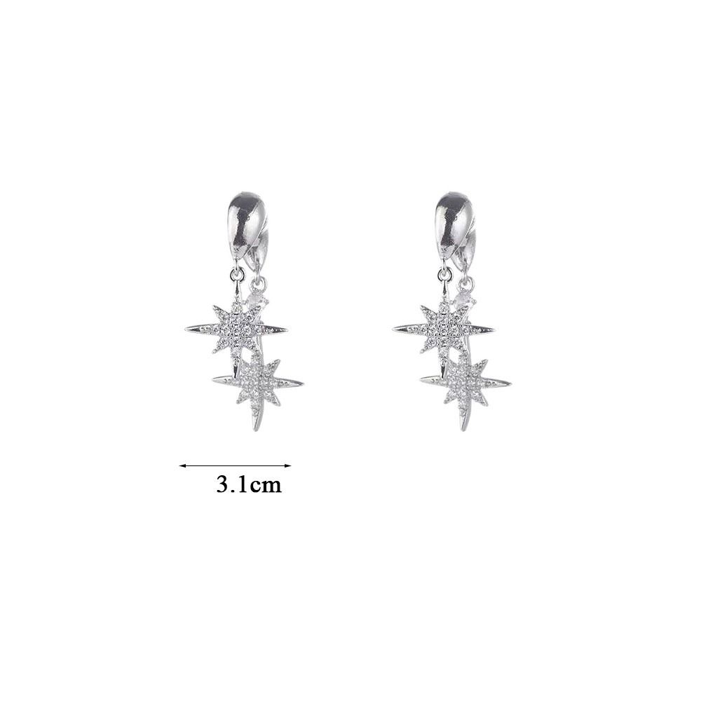 Fashionable Double-sided Star-shaped Earrings Shiny Studded Rhinestones Pendant Earrings Star Eardrop Gifts
