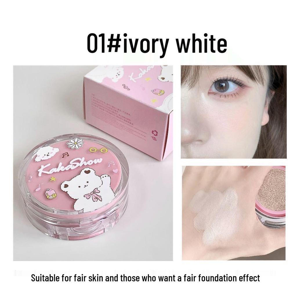 Kakashow Little Bear Cushion Foundation: Creamy, Waterproof, Long-Lasting BB Cream with Refill for Flawless Skin.